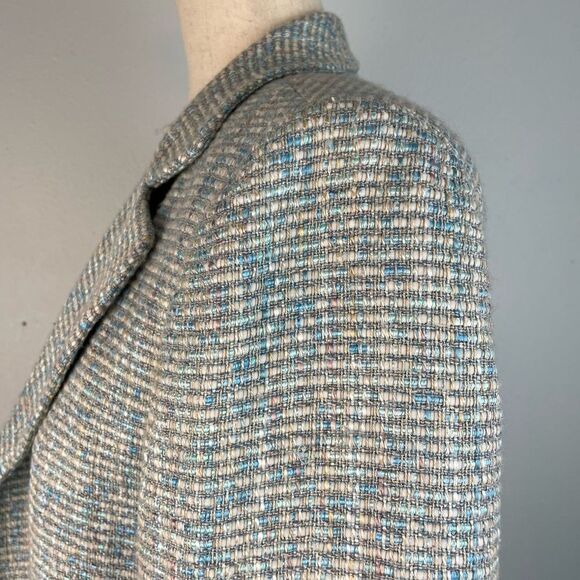 Vintage Albert Nipon Light Blue Tweed Dress Jacket Size 10 - Picture 4 of 7